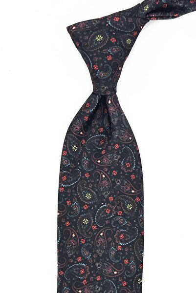 Kravatkolik Black Shawl Pattern Printed Handkerchief Classic Tie Kk13348