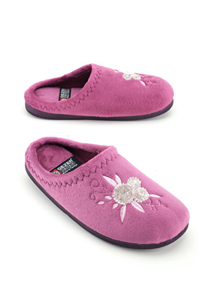 GEZER Women's Winter Pu Comfortable Sole Embroidered Design Home Garden Slippers