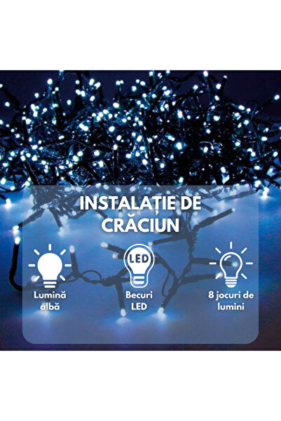 SDEPOT ® Christmas roll installation, solar panel, 100 crystal LED bulbs, 10 m linear, cool white