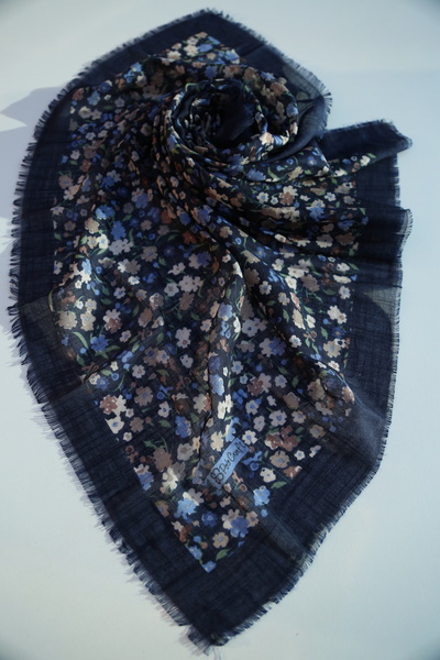 POLO CRAFT Keten Yazma Çiçekli Desen Tülbent