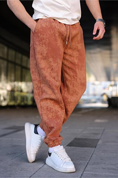 Madmext Φούτερ Jogger με σχέδιο μπατίκ καφέ E6582