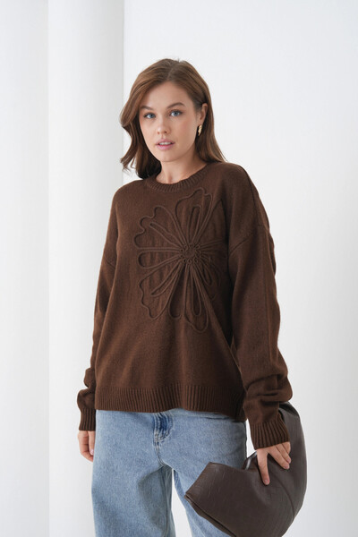 Park Karon Γυναικείο πλεκτό πουλόβερ με μοτίβο με λαιμόκοψη με μαλακή υφή