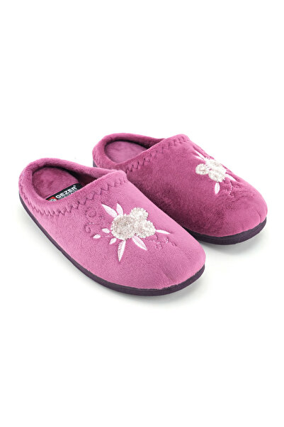 GEZER Women's Winter Pu Comfortable Sole Embroidered Design Home Garden Slippers
