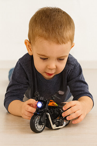 Bebelul Motocicleta copii Champion neagra 1:14 lumini sunete pull back bateri...