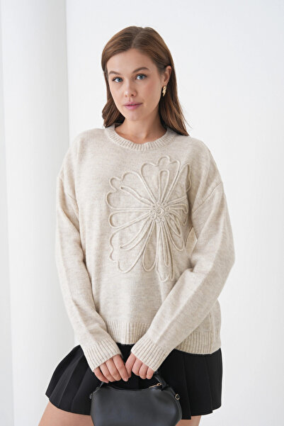 Park Karon Γυναικείο πλεκτό πουλόβερ με μοτίβο με λαιμόκοψη με μαλακή υφή