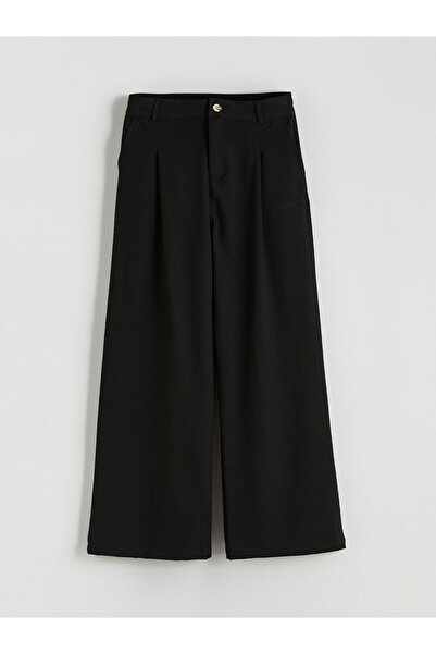 LC Waikiki LCW Kids Чорні широкі штани з плісировкою для дівчаток