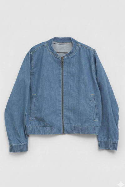 Bluewhite Women's Light Blue Bomber Denim Jacket
