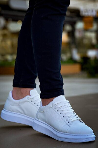 Lucy Shoes Yg-X500 Men's Lace-Up Casual Leather Sneaker Shoes Cbt - White