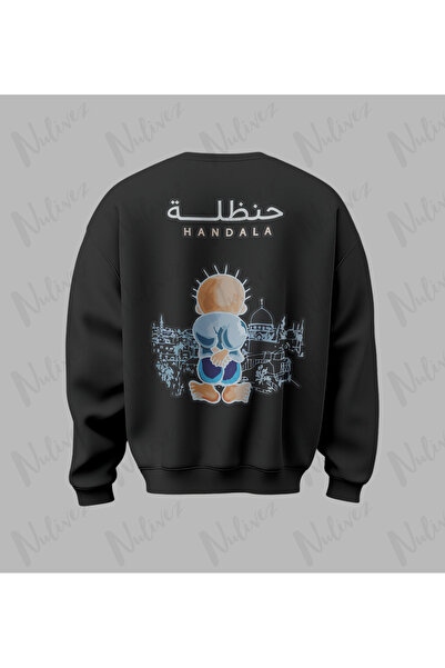Nulivez فلسطين، تصميم هاندالا مطبوع سويت شيرت عالي الجودة للجنسين قصة فضفاضة برقبة دائرية