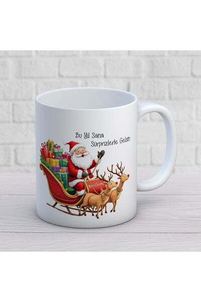 Nostaljik Lezzetler Noel Baba Figürlü Yılbaşı Temalı Hediyelik Kupa