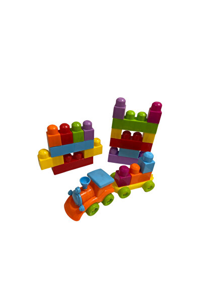OEM Set Constructie 35 Cuburi Multicolore mari din Plastic cu locomotiva si vagon