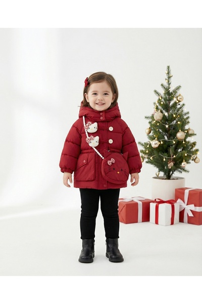 nannie Girls Red Jacket with Cats and Purse - 4-5 years