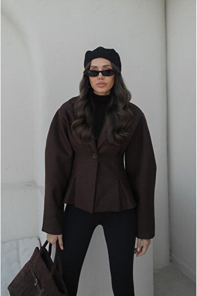 Havoş Brown Waist-Length Cashmere Jacket