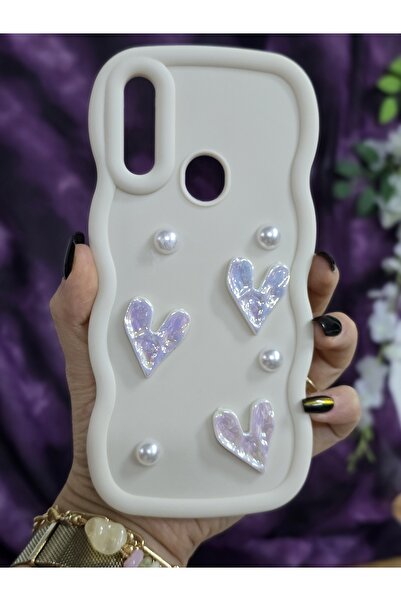 Magic Ring OPPO A31 Uyumlu Parlak Kalp & İnci Detaylı Soft Şık Telefon Kılıfı