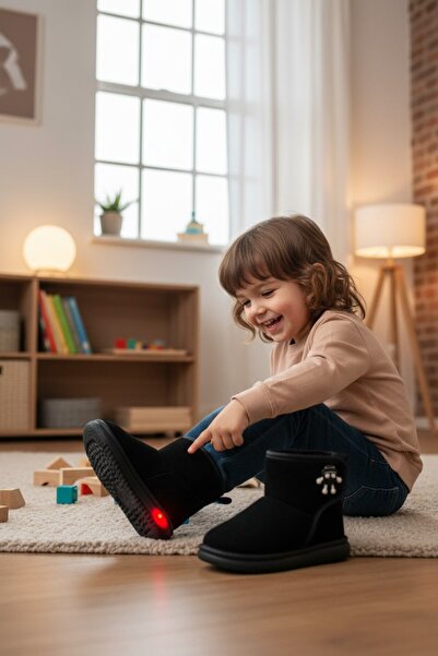 VeliKundura Wi̇sco Lighted Black Suede Children's Boots