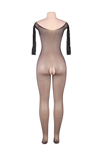 Lingerie and Fashion Style Long-sleeved body stocking embellished with zircon