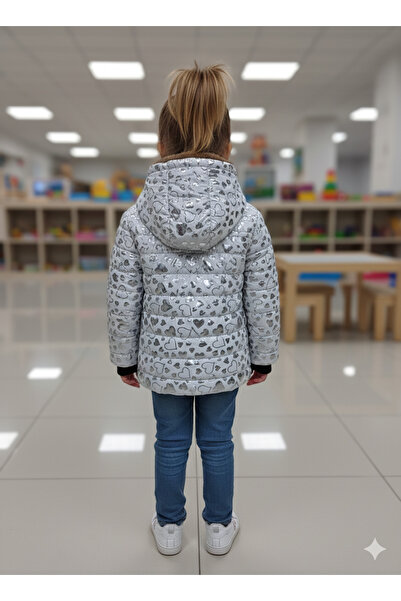 DUBLİNO KİDS Νέο γυαλιστερό κοριτσίστικο παλτό με τύπωμα αδιάβροχο και αντιανεμικό