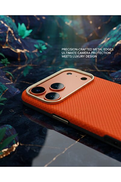 Cat - Cot Rugged Orange Case | Metal Camera Bumper | Shockproof Slim Luxury Cover For iPhone 17 Pro Max