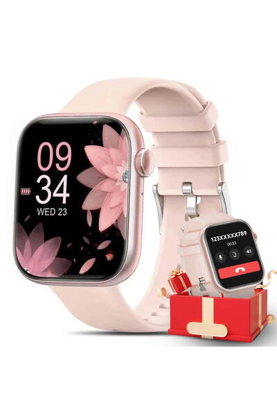 HYX ساعة ذكية للرجال والنساء مقاس 1.85 بوصة (وردي)