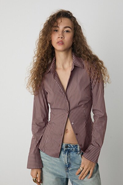 Stradivarius Basic striped fitted shirt