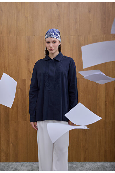 Birgül Bektaş Cămașă cu nervuri albastru marin