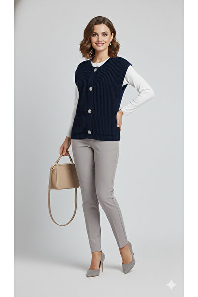 H&A İSTANBUL В'язаний светр-жилет | На ґудзиках, з кишенями, стильний і теплий жіночий трикотажний жилет