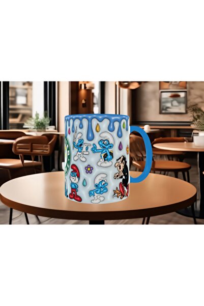 Mugs and love Şirinler baskı kaliteli porselen kupa