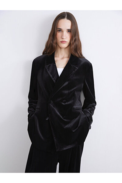 LC Waikiki Kruvaze Yaka Kadın Kadife Blazer Ceket