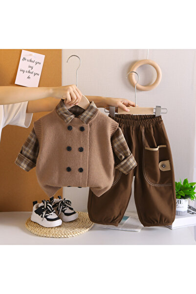 nannie Ruben Boys Brown 3-Piece Set - 3-4 Years
