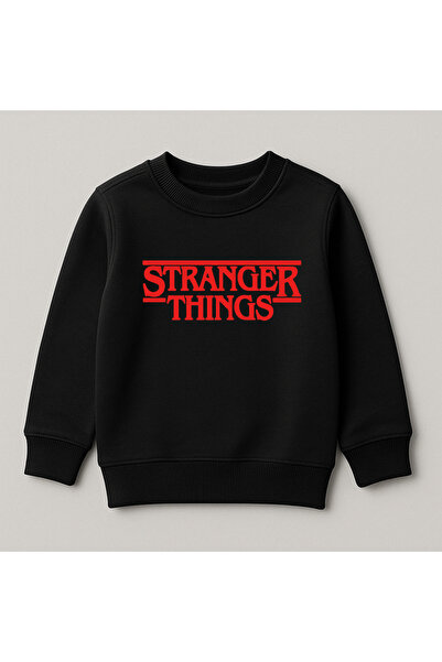SVART WEAR Stranger Things Baskılı Bisiklet Yaka %100 Pamuk Çocuk Sweatshirt