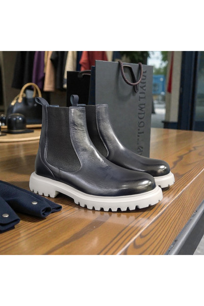 VİVA SHOES 100% Genuine Leather Eva Sole Chealsea Men's Boots