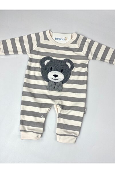 bebekyol Süzene Bear Embroidered Baby Romper