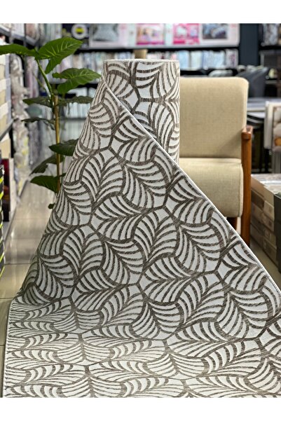 Dinarsu Halı Evpark Elit-Yaprak-Bej Kaymaz Jel Taban Kesme Yolluk