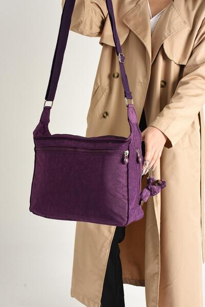 H&D COLLECTİON Ultra Light Waterproof Multi-Pocket Shoulder Bag Purple (Model: 571-5D)