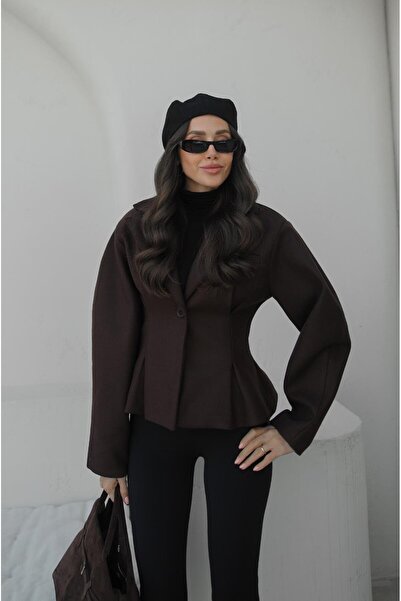Havoş Brown Waist-Length Cashmere Jacket