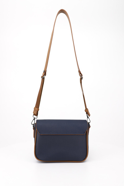 GÖNDERİ(R) Women's Navy Blue Tan Long Strap Shoulder Bag