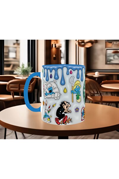 Mugs and love Şirinler baskı kaliteli porselen kupa