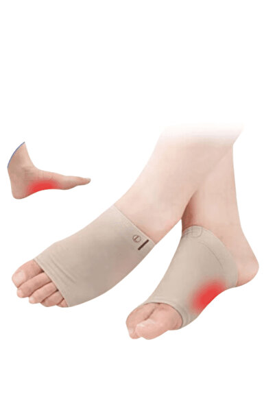 CRM Set de 2 branțuri pentru susținerea și amortizarea arcului plantar, pentru picioare plate și fasciită plantară, bej