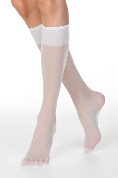 Conte Elegant Women's 3/4 Long Socks Lycra, Tension Soft 20 Den - Bianco, 36-39 (23-25)