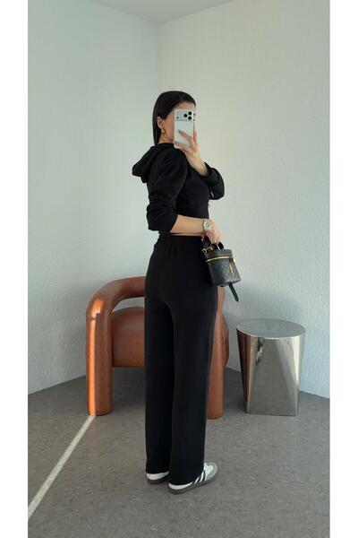 HAZELANNA Thessaloniki Fabric Hooded Black Set