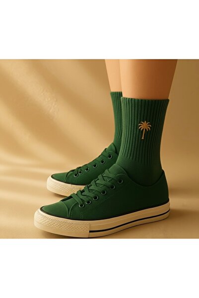 AYDK Unisex Minimal Embroidered Socks Set of 3 – White Burgundy Green / Black White Coffee Color Options