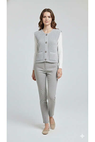 H&A İSTANBUL Πλεκτό γιλέκο πουλόβερ | Γυναικείο πλεκτό γιλέκο με κουμπιά, λεπτομέρεια τσέπης, κομψό και ζεστό