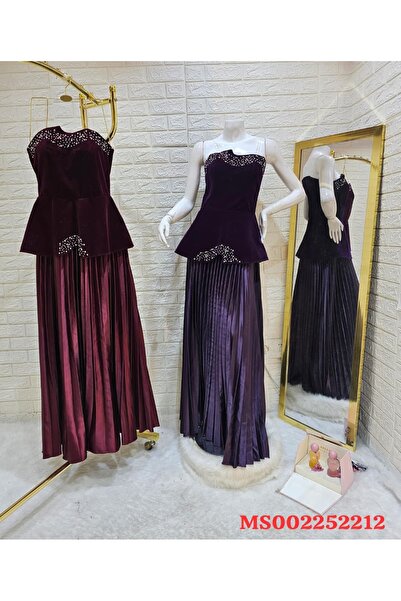zahraa Elegant embroidered taffeta evening dress on velvet