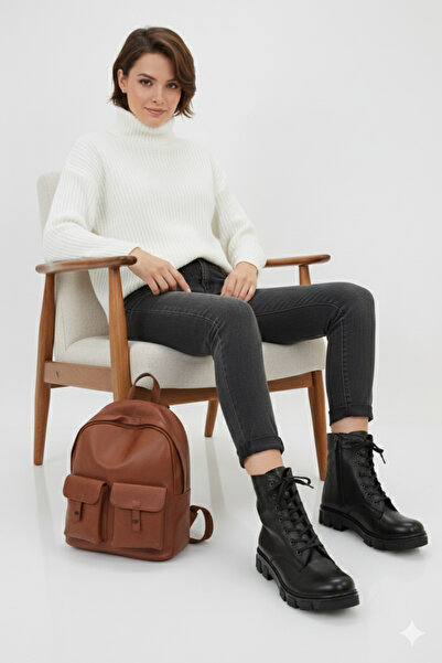 DOCKA Kadın Hakiki Deri Günlük Düz Taban Postal Bot AL25/KB535