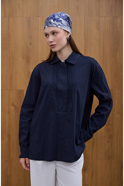 Birgül Bektaş Cămașă cu nervuri albastru marin