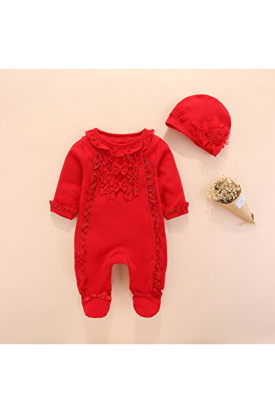 nannie Red Jumpsuit for Girls with Little Mary's Hat - 3-6 months