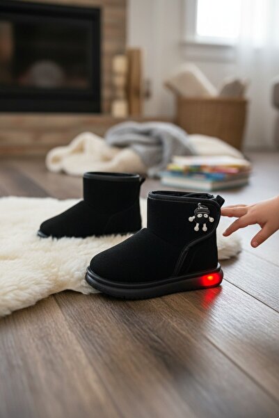 VeliKundura Wi̇sco Lighted Black Suede Children's Boots