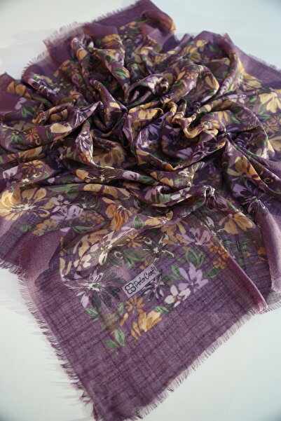 POLO CRAFT Keten Yazma Çiçekli Desen Tülbent