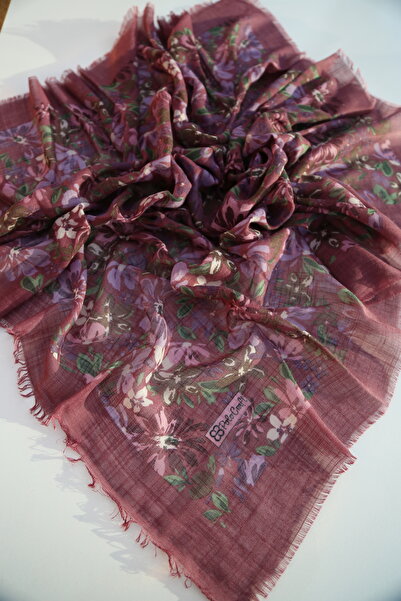 POLO CRAFT Keten Yazma Çiçekli Desen Tülbent