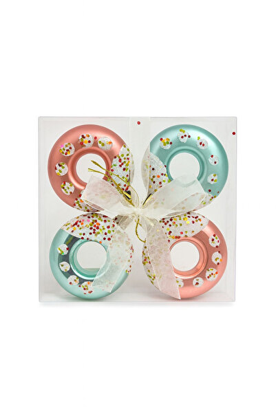 OEM Set de globuri de Crăciun tip gogoașă, diverse culori cu sclipici, 4 buc,...